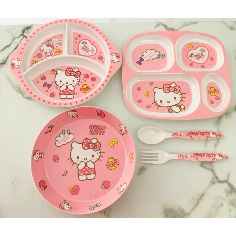 paket 4in1 piring karakter murah import sendok melamin frozen mickey