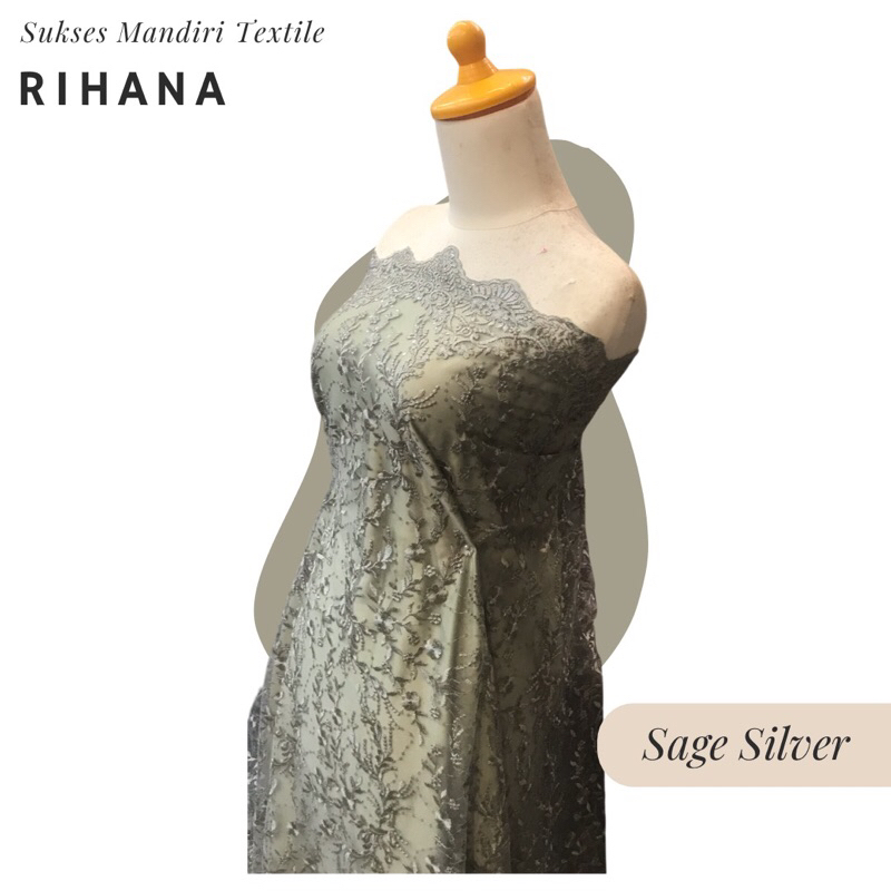 [RIHANA] Brokat Tulle warna Black, Army, Dark Maroon, Milo, Sage Silver | Harga ½ meter = 50 cm (Bah