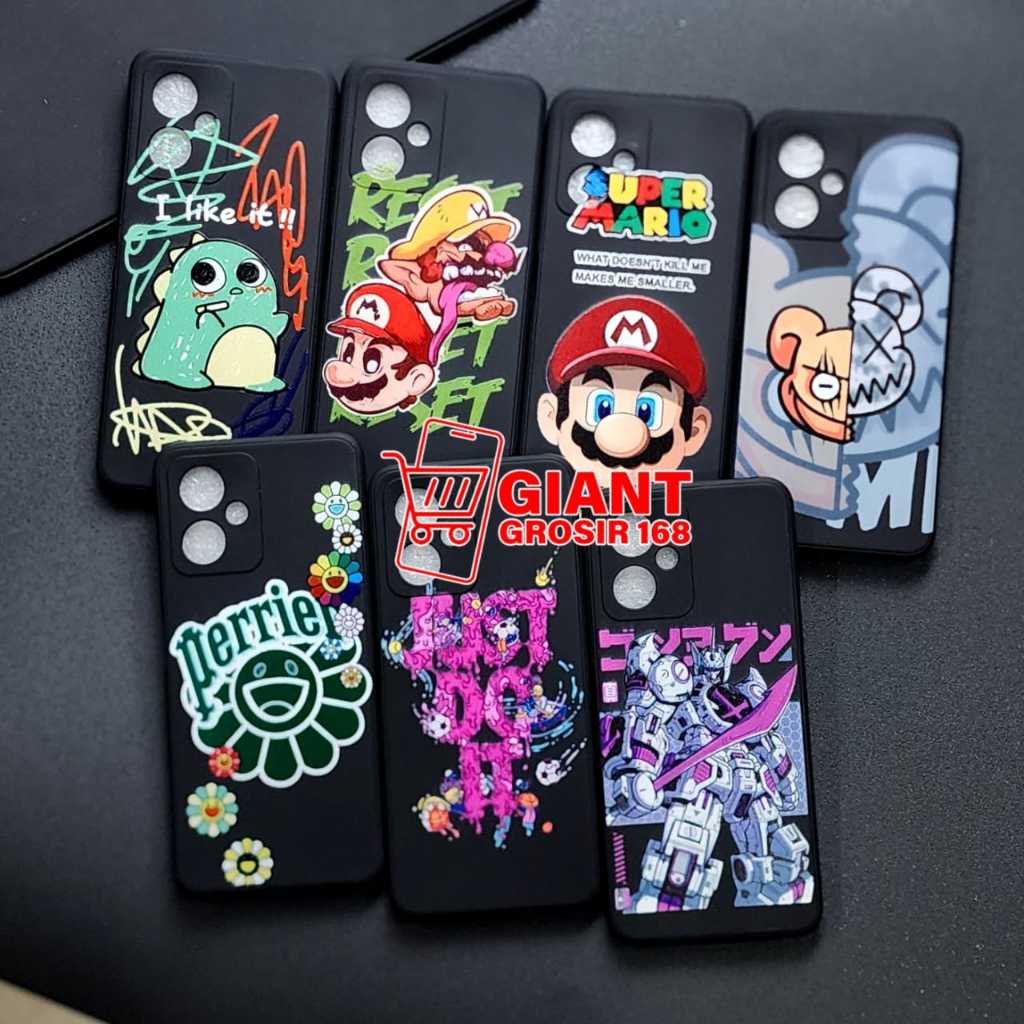 Nokia C21 Plus Nokia C31 Nokia C12 Case Macaron Black Gambar lucu MAC06 Case Nokia C21 Plus Nokia C3