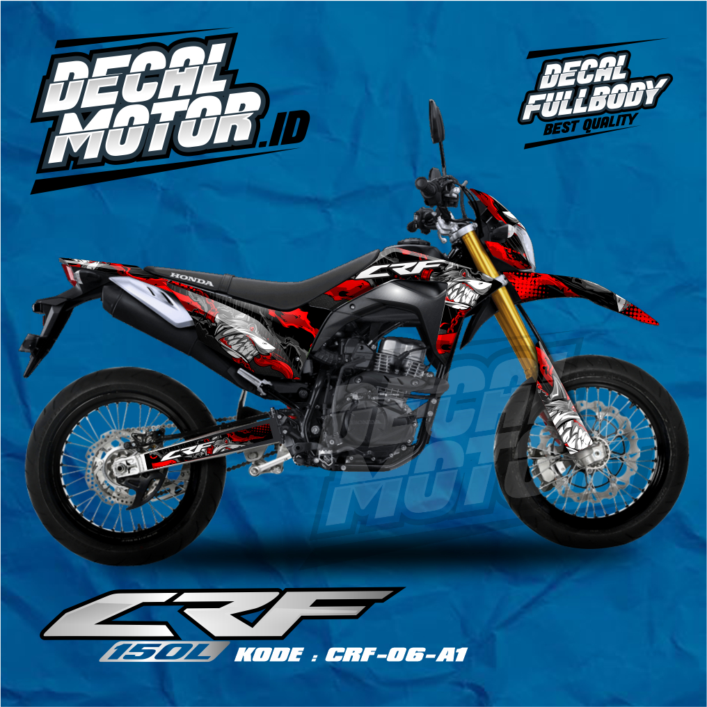 Decal CRF 150L Full Body - CRF Racing Shark Hitam Merah - CRF