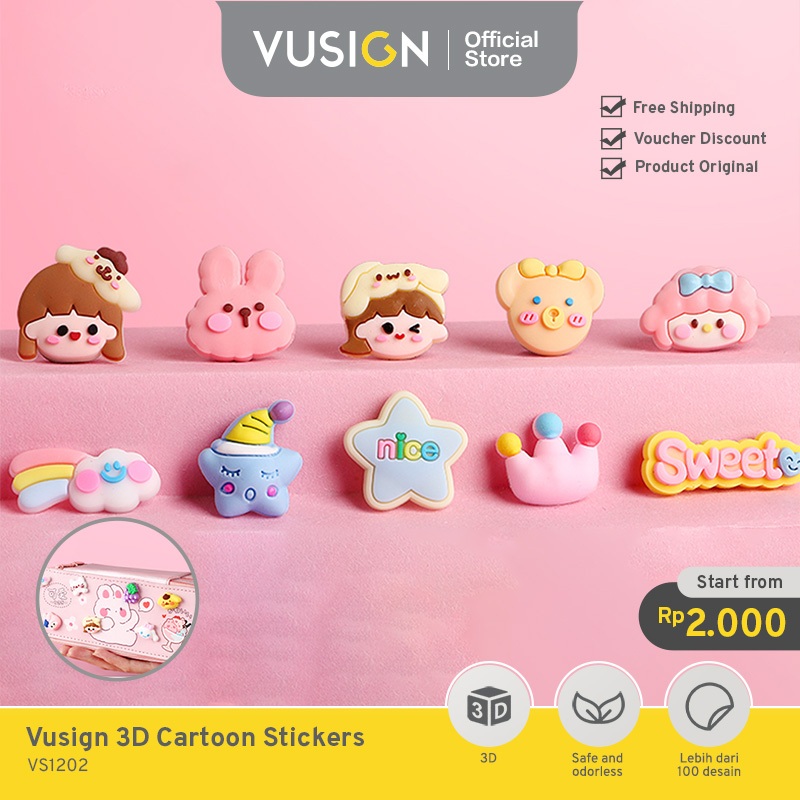 

Vusign Sticker 3D / Stiker Botol Minum Stiker Timbul Isi 4 pcs Lucu dan warna warni VS120X