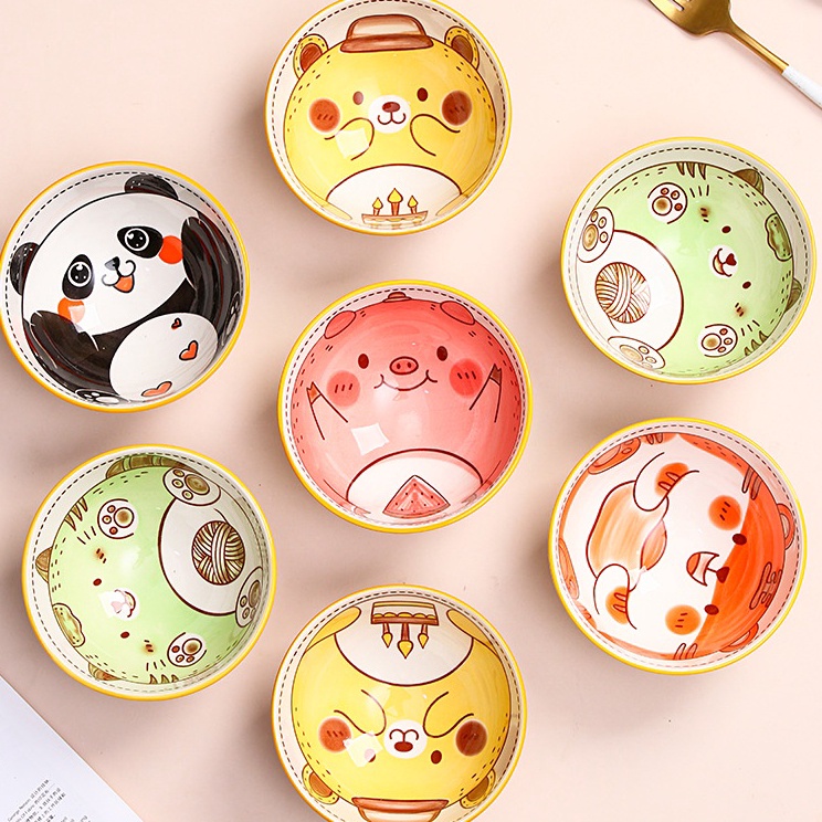 Suplier1 CODMangkok Set Keramik Motif Hewan lucu  Hampers Mangkok souvenir Hadiah  Nature Fresh Mang