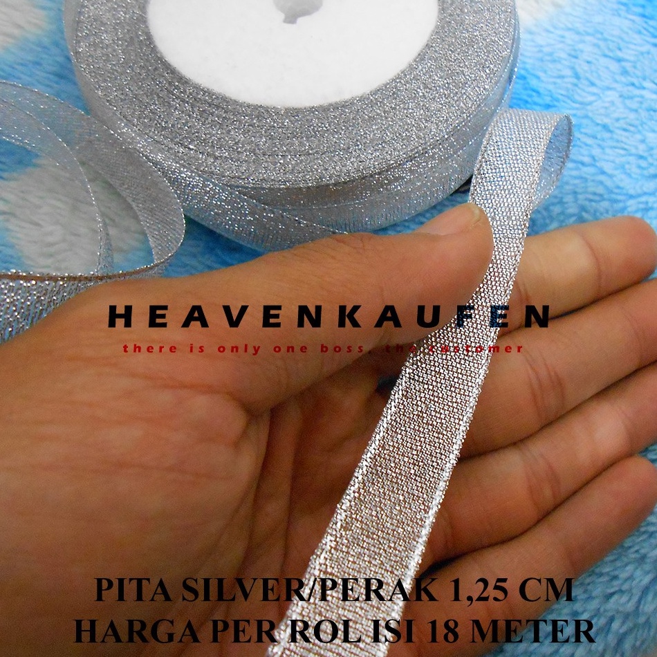 

FHQ183 KODE 77 Pita Warna SilverPerak Lebar 125 cm Murah Harga Per Rol isi 18 meter