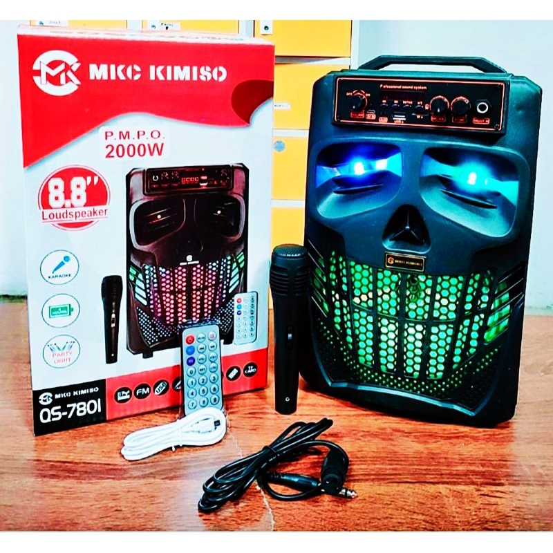 Speaker Bluetooth MKC Kimiso 8.8 inch QS7801 Super Bass Free Mic Karaoke