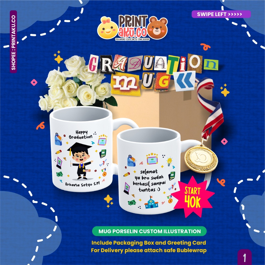 Mug Gelas Hadiah Wisuda | Free Custom