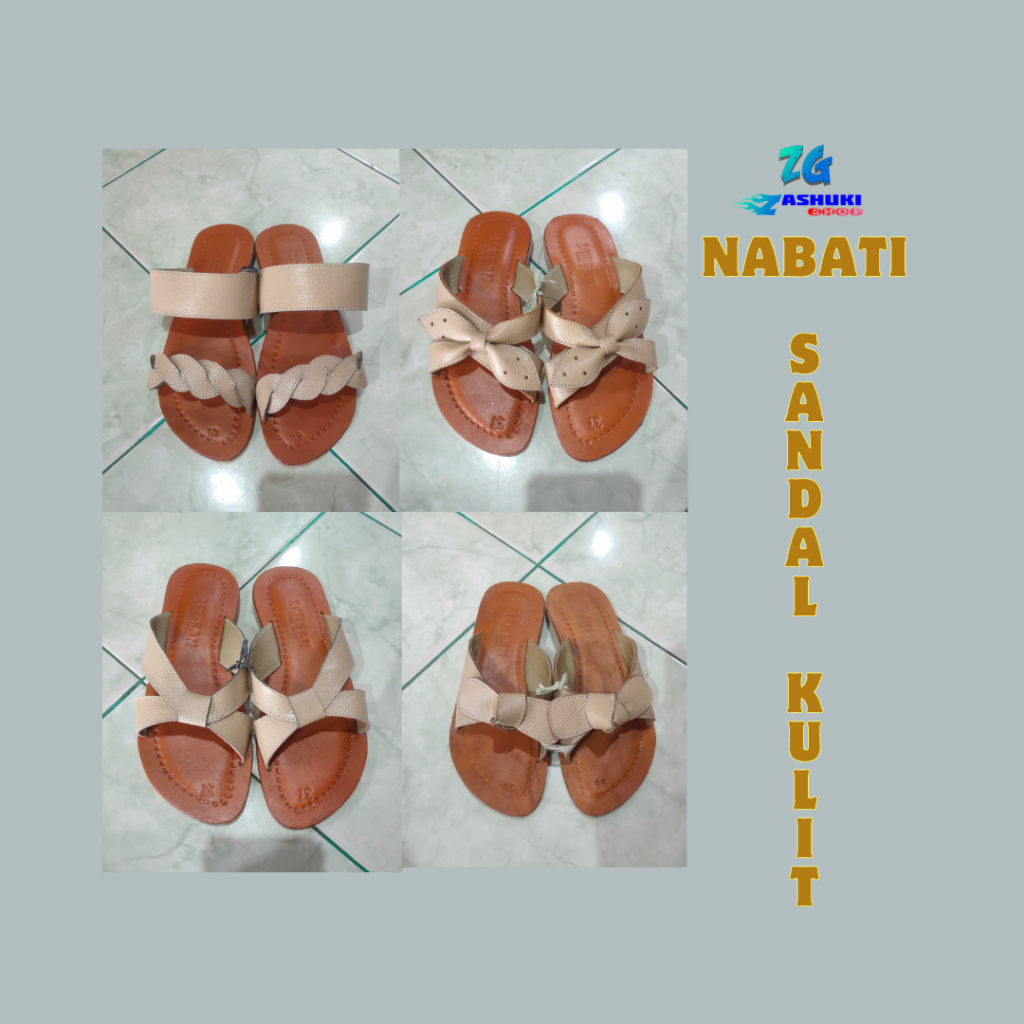 (ZG-T27) Sandal Slop Wanita- Sandal Kulit Nabati- Sandal Kulit Taslir, Sandal kulit Wanita Handmade 