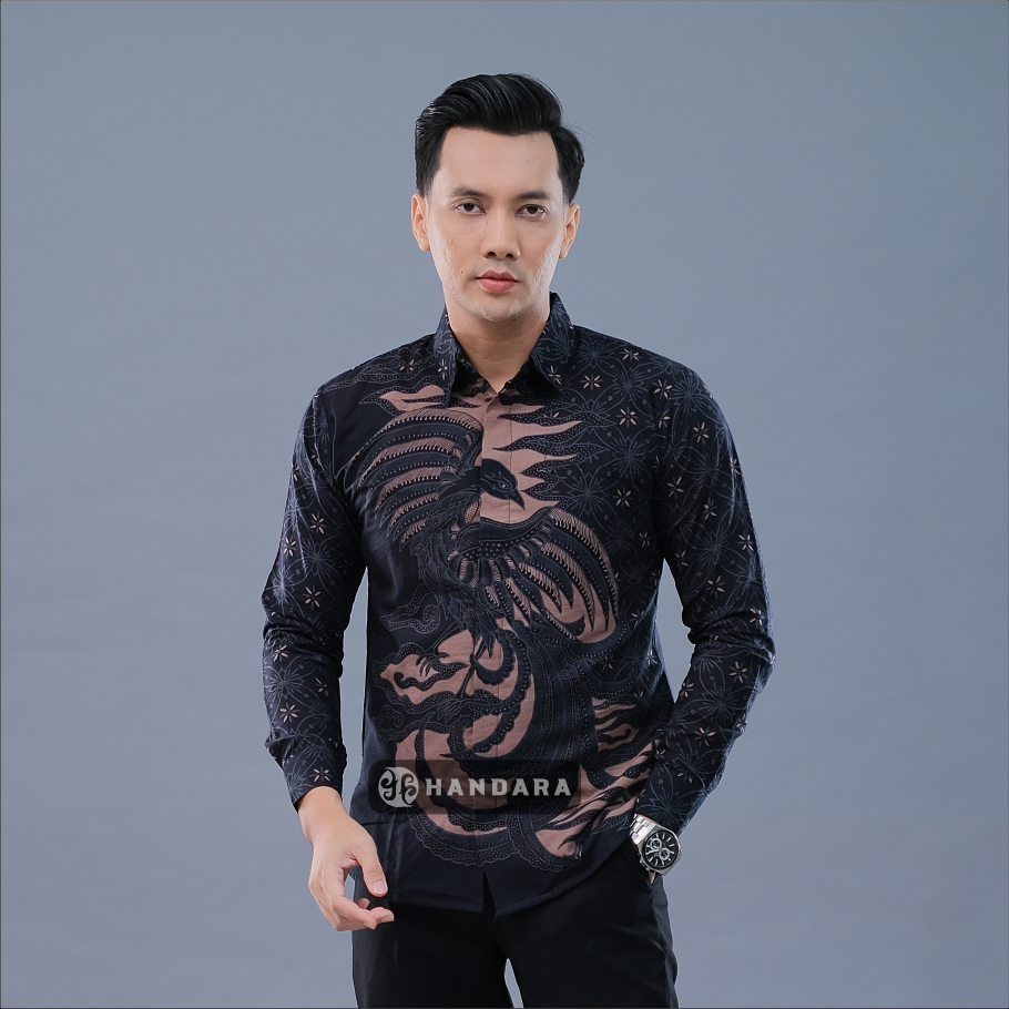 Handara Batik Premium Pria Lengan Panjang Slim Fit Furing - Falconer