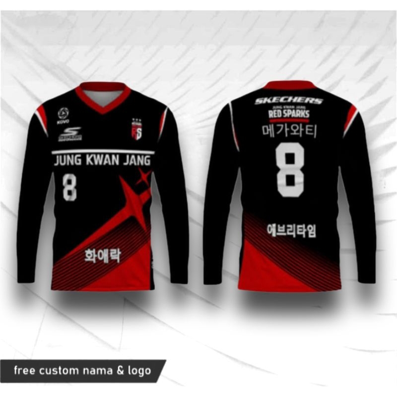 jersey voli tim redsparks kaos voli megawati baju olahraga voli tim megawati lengan panjang free cus