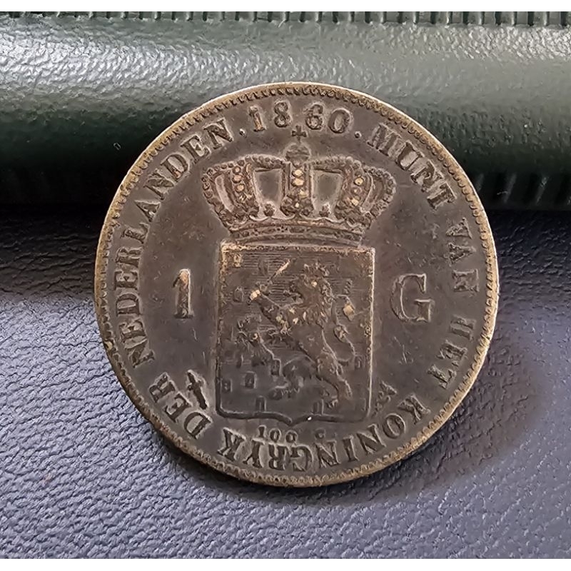 koin kuno, koin perak 1 gulden 1860 Willem III
