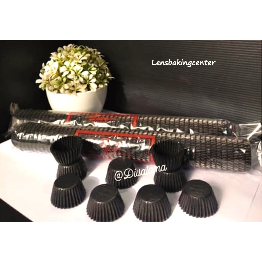 Cup Cake / Case Nastar Diva 5.5 cm Hitam  |  Kertas Nastar / Cupcake / Cup Mini Cake  case  Diva Hit