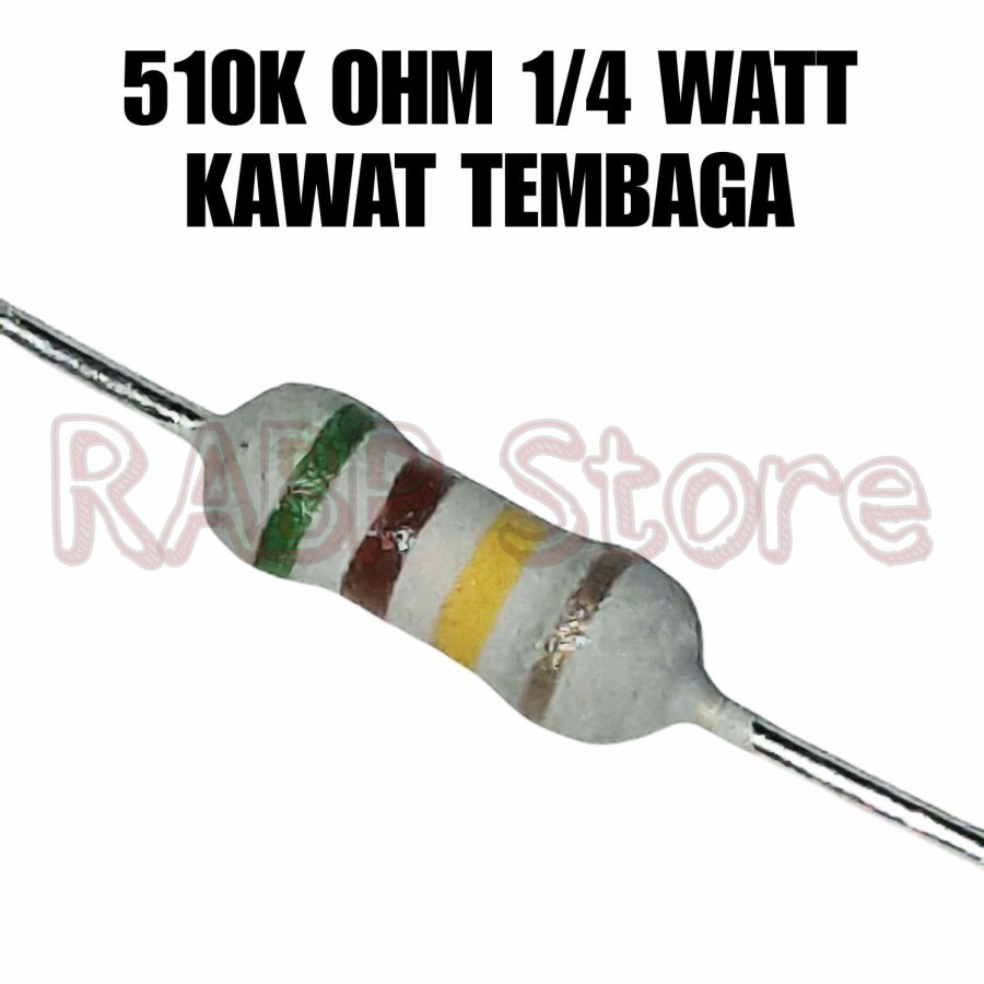 40X RESISTOR 510K OHM 1/4W KAWAT TEMBAGA - DAPAT 40 PCS RESISTOR
