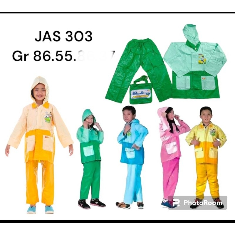 JAS HUJAN SETELAN ANAK LAKI-PEREMPUAN / Baju Jas Hujan set / Setelan jas hujan plastik