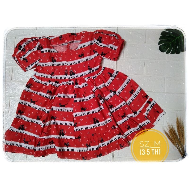 Dress anak cewek cat piano red