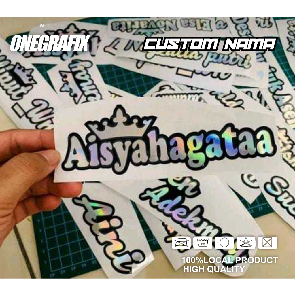 

CUTTING STIKER NAMA HOLOGRAM DAN WARNA TULISAN BEBAS REQUEST NAMA CUSTOM TERMURAH