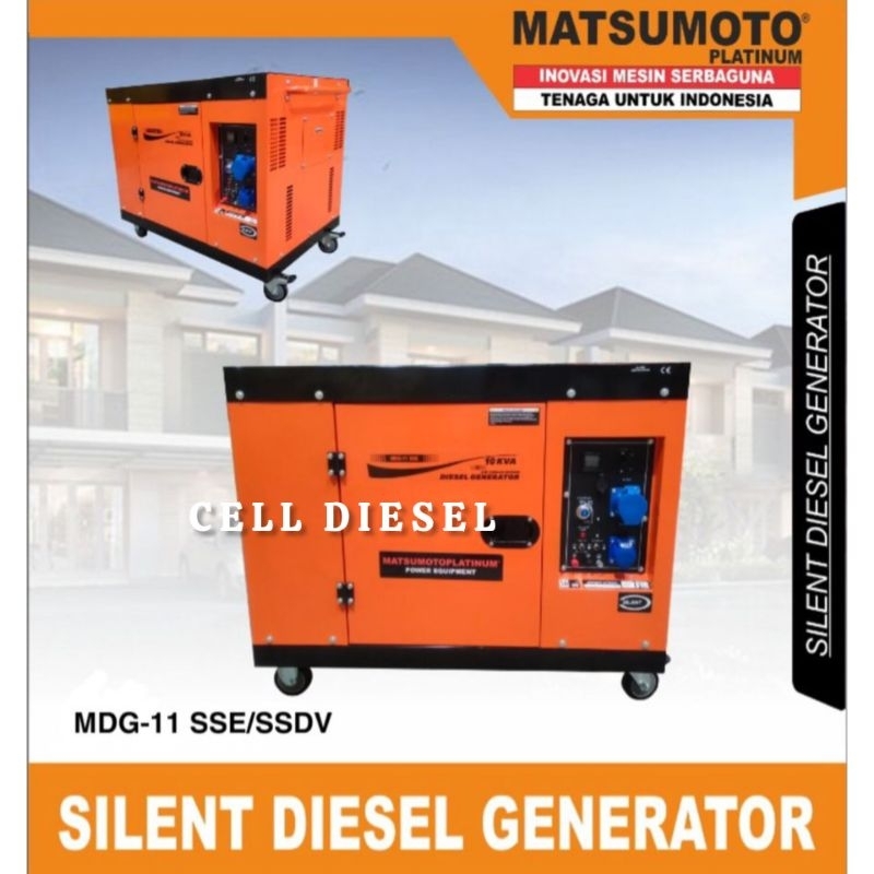 genset silent 10 kva diesel solar matsumoto MDG-11SSE/SSDV- 1phase