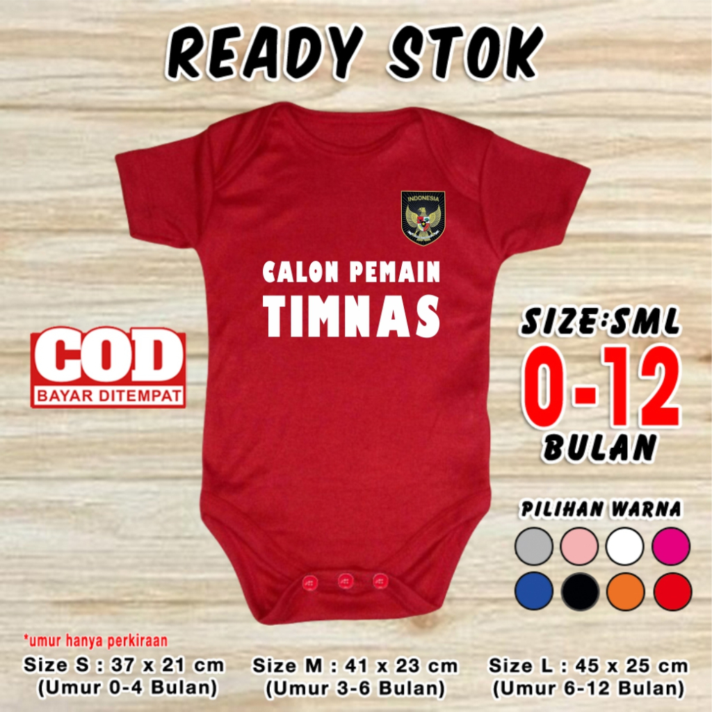 Baju Bola Bayi CALON PEMAIN TIMNAS Seragam Timnas Indonesia Jumper Baby Romper Newborn Lucu Pakaian 