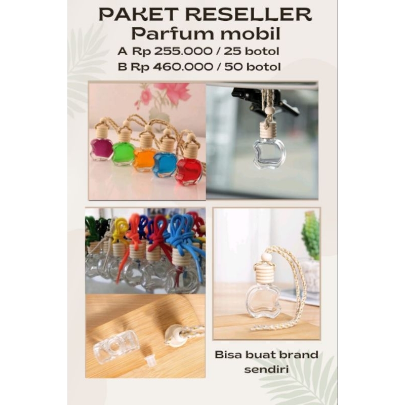 Parfum mobil / ruangan The Unique Scents, Botol apel / model gantung 10ml. PAKET RESELLER A