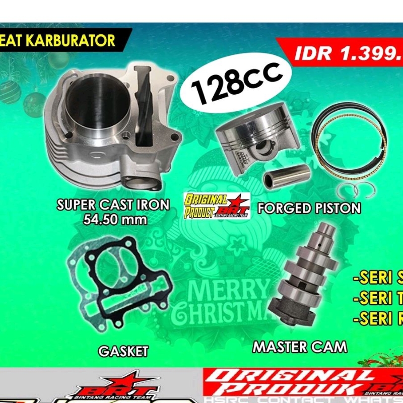 PAKET RACING BRT Honda Beat Karbu Block Cylinder 54.50mm Boring Silinder Beat Noken As Kem Bore Up