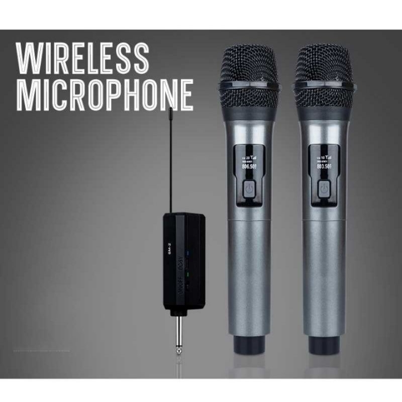 Microphone Karoke Wireless Rechargeable 2 Channel UHF 2 PCS RIWORAL SM2