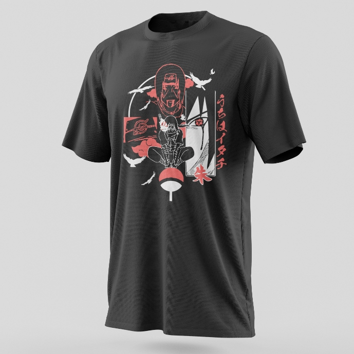 HERACLE Premium Kaos Anime Naruto Sasuke Uchiha Itachi Sharingan Original