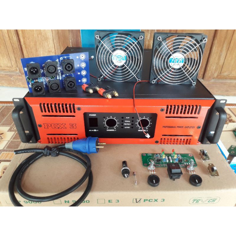 Bok power amplifier PCX3 lengkap aksesoris ukuran 3U box power pcx 3 komplit aksesoris bahan besi te