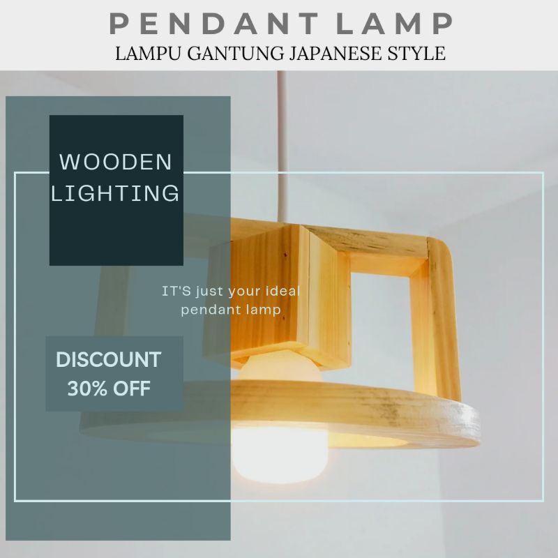 kap Lampu Gantung Kayu pendant lamp unik gaya Jepang