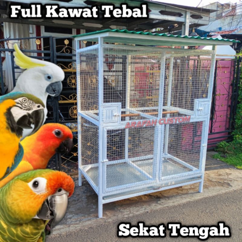 Sangkar Kandang Burung Model Sekat Kakatua Parrot Nuri Falk Hantu Sun Conure Lovebird Macaw Besar