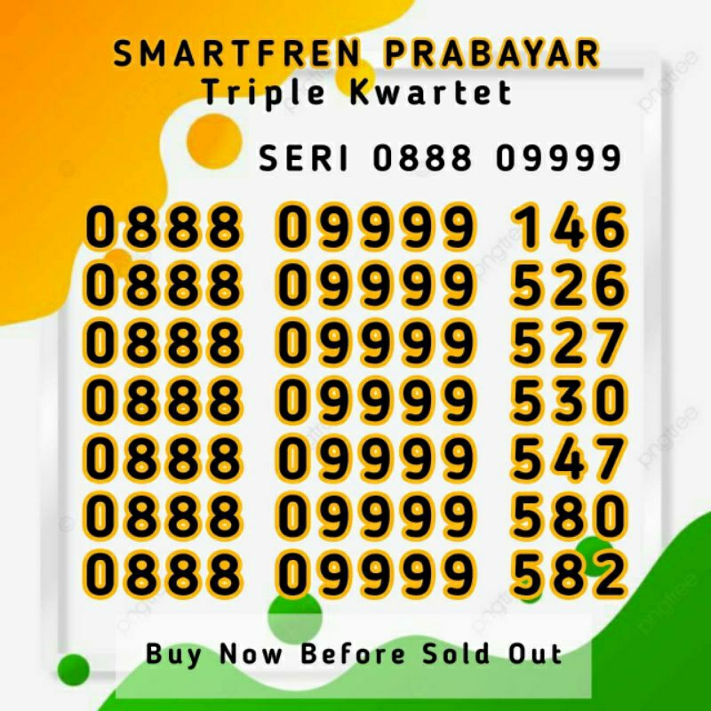 NOMOR CANTIK SMARTFREN TRIPLE KWARTET 0888  09999  4G LTE