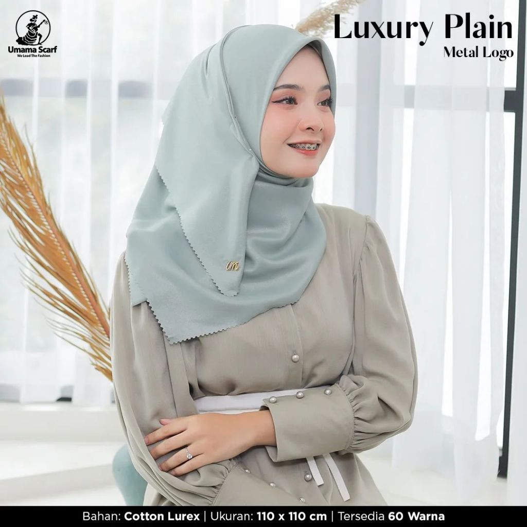 Jilbab Hijab Segiempat LUXURY PLAIN Umama Glitter Premium