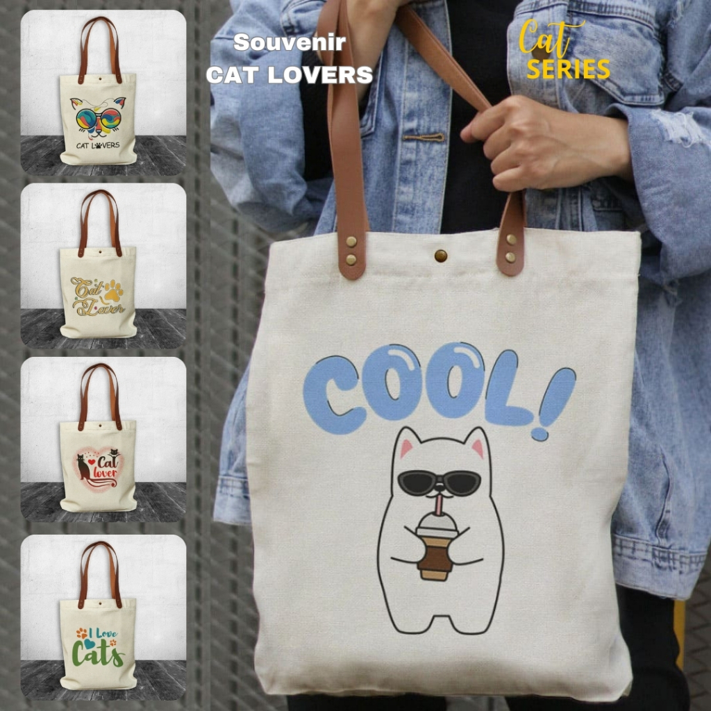 NEOBags Tote bag Canvas Cat Series | Tote bag Canvas Souvenir Cat Lovers | Tote bag Cartoon Cat Wani