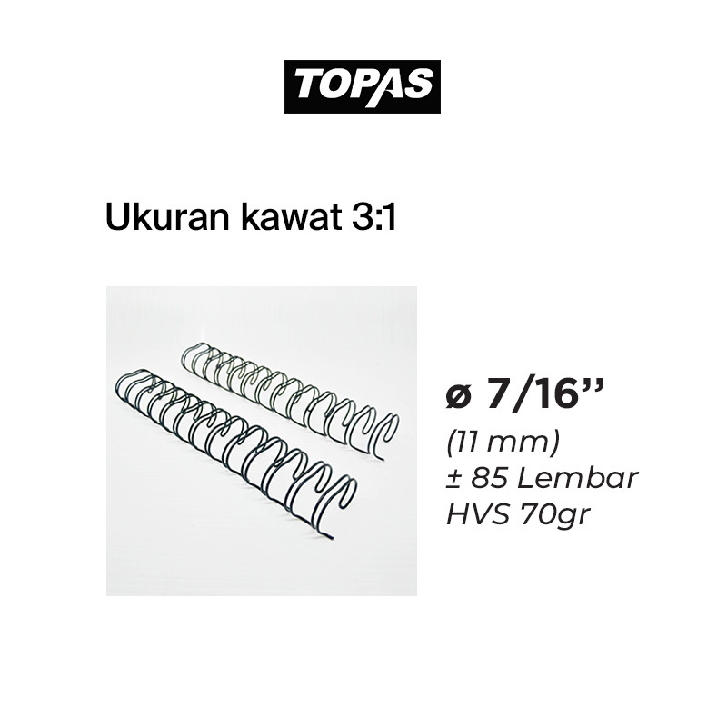

Asaba Office Supply- Ring Jilid Kawat Topas Wire 3:1 Ukuran 7/16", 11mm - A4 / 1 Box Isi 100 Pcs