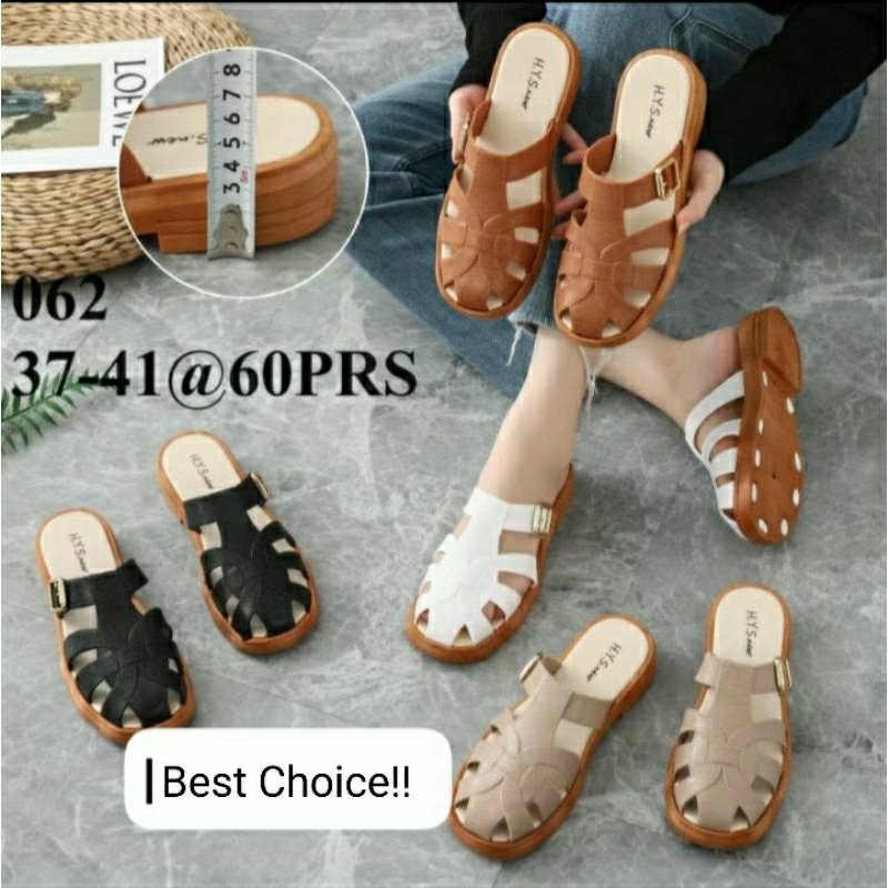 Sandal Sepatu Mules Bakpao HYS Viral Kekinian Wanita Import