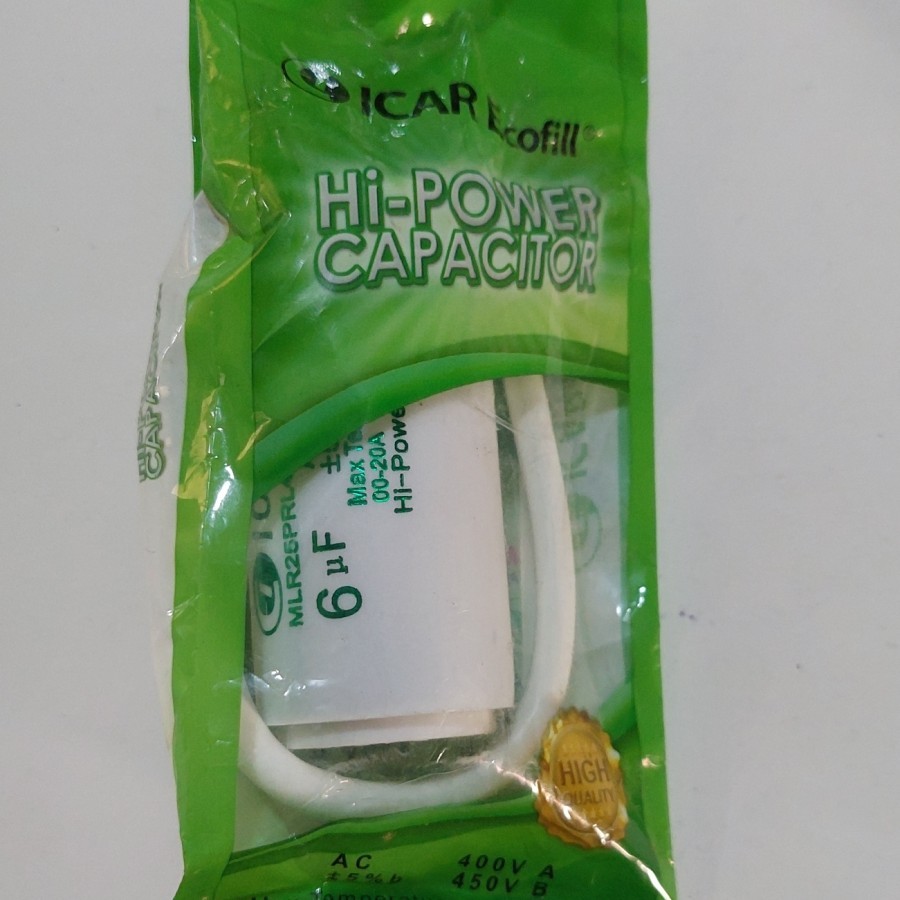 Kapasitor Bulat ICAR ECOFILL / Hi-Power Capasitor 6uf 8uf 10uf 12.5uf 16uf 20uf 25uf 30uf