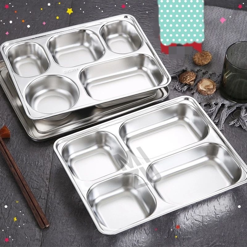 FOOD TRAY, TEMPAT MAKAN SEKAT STAINLESS STEEL PLUS TUTUP