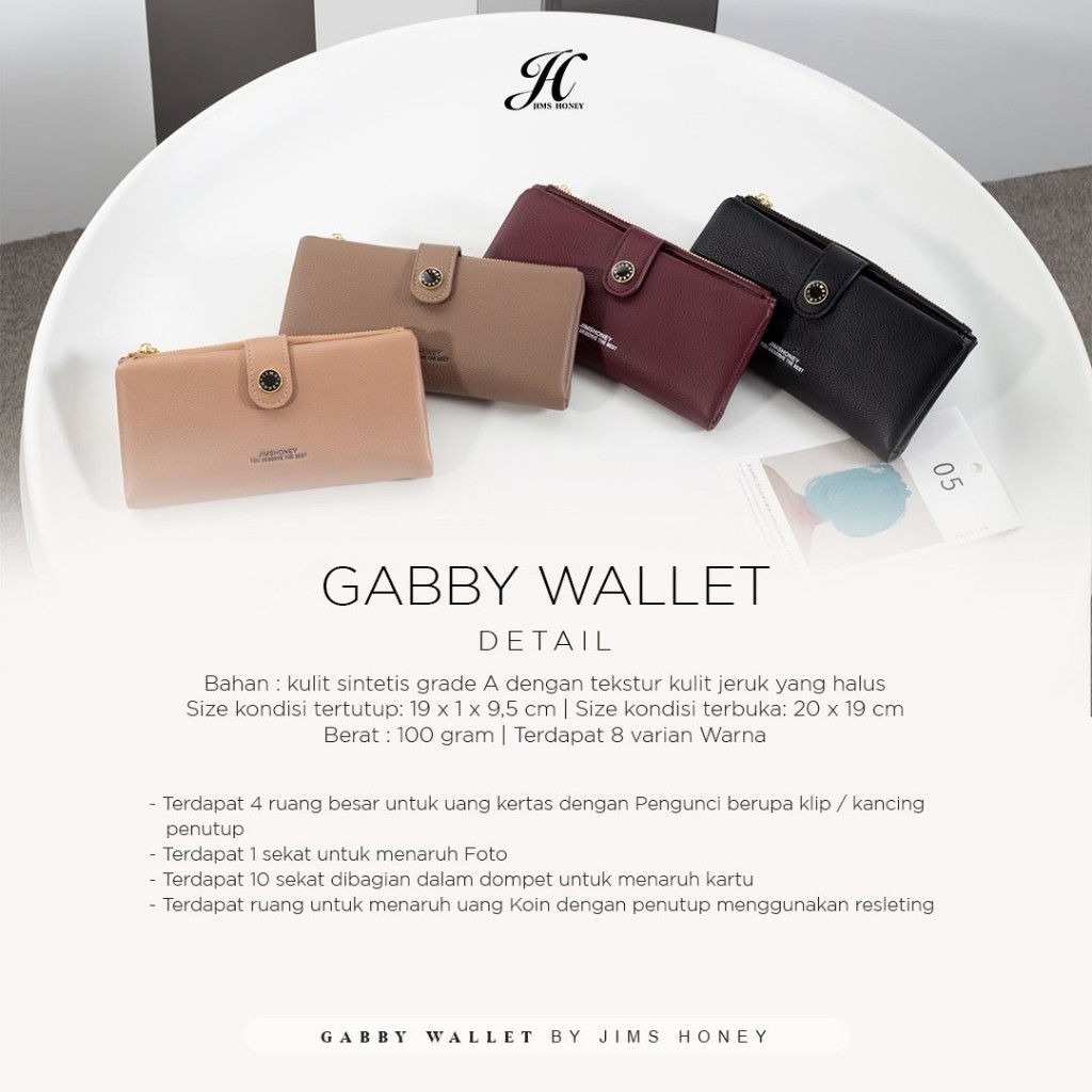 JIMS HONEY GABY WALLET Dompet Lipat Panjang Wanita Cewek Fashion Jimshoney Casual Terbaru