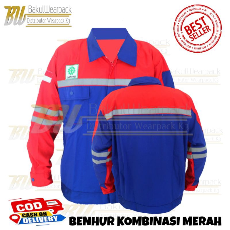 Baju Waerpack Safety Atasan / Kemeja Safety Atasan / Pakaian Kerja K3 Benhur Merah