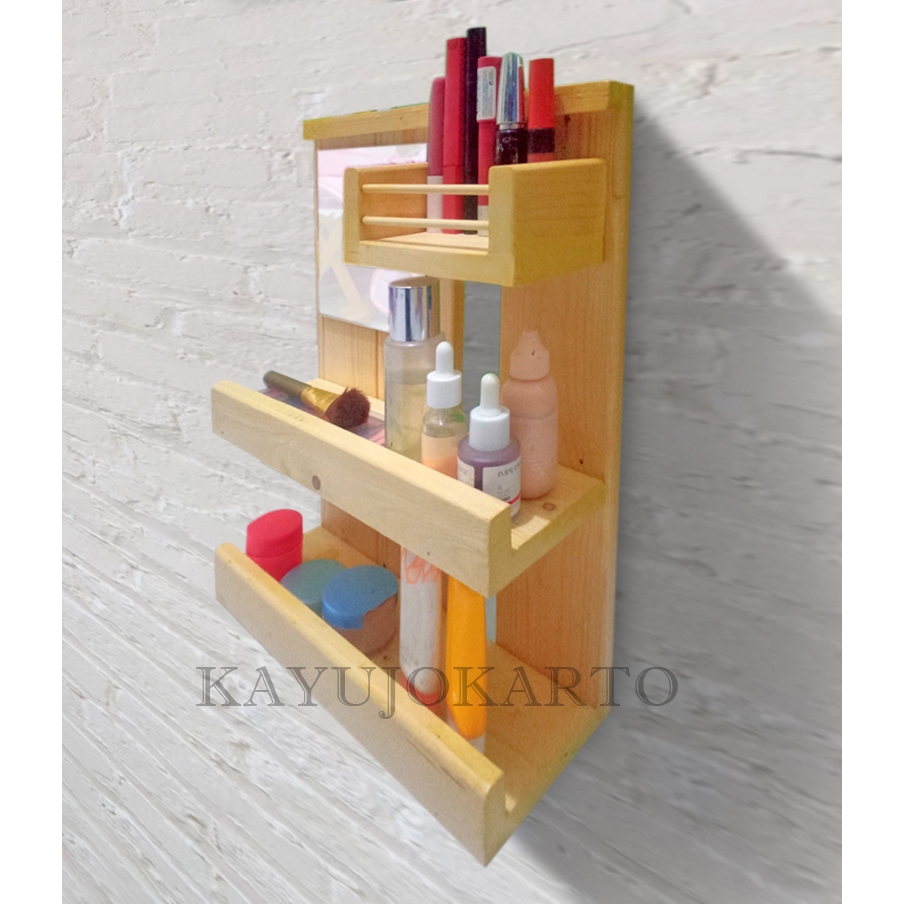 rak kosmetik dan kaca rias kayu jati belanda