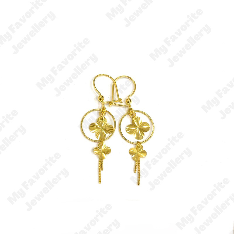 Anting Clover Ring Emas Asli Kadar 700