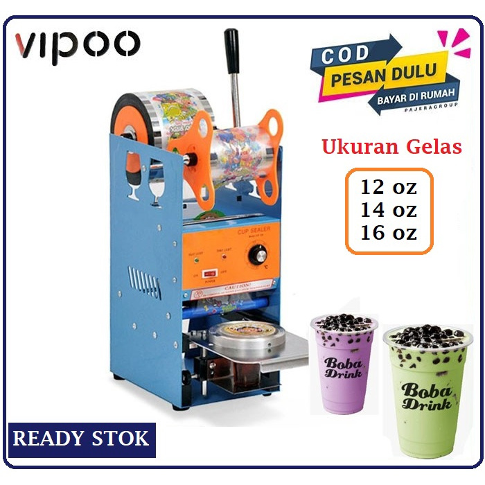 Mesin Cup Sealer Vipoo cup Sealer/mesin penutup gelas vipoo Ukuran Gelas 12-16oz