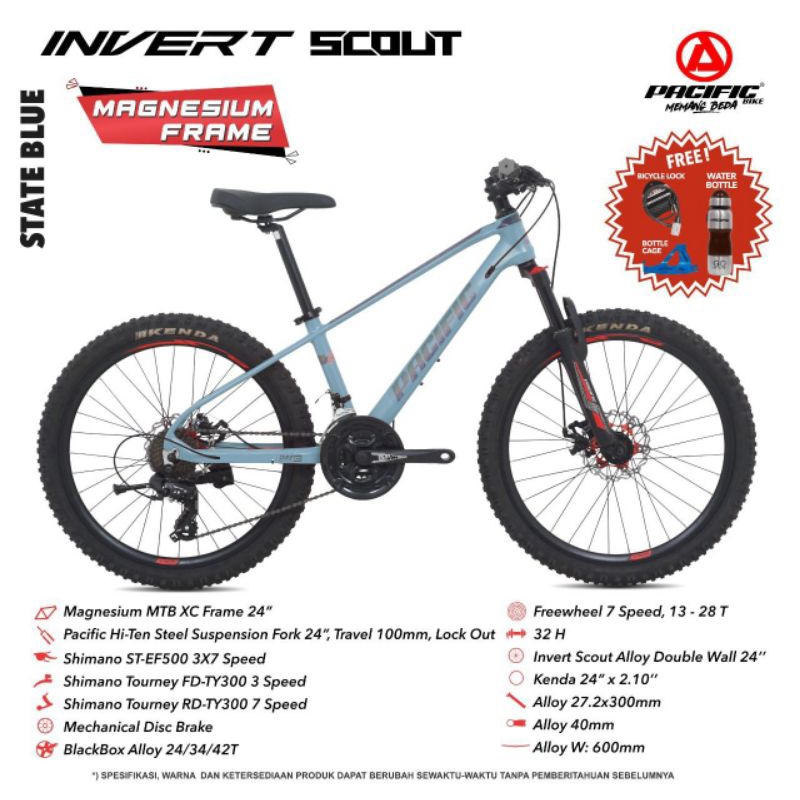 SEPEDA GUNUNG MTB 24 INCH PACIFIC INVERT SCOUT MAGNESIUM FRAME SHIMANO