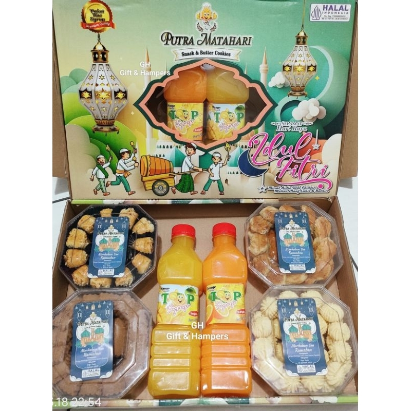 

Kue Kering Lebaran Idul Fitri Merek Star Sunny / Putra Matahari / 4 Kue & 2 Sirup Hampers Parcel Idul Fitri