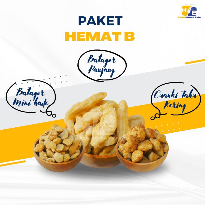 

PAKET HEMAT B (BATAGOR PANJANG, BATAGOR MINI, CUANKI TAHU)