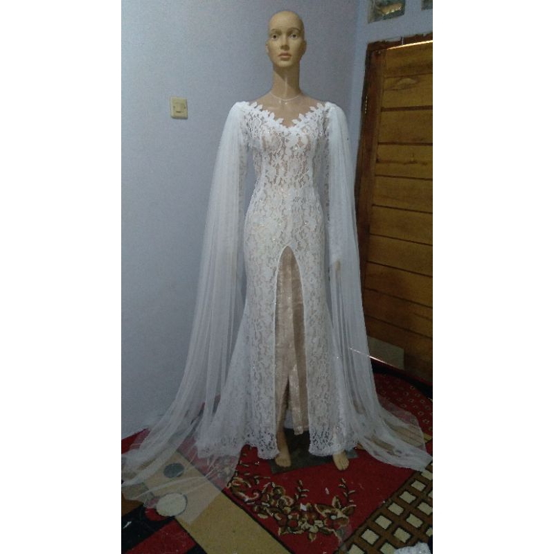 kebaya pengantin sayap bahu