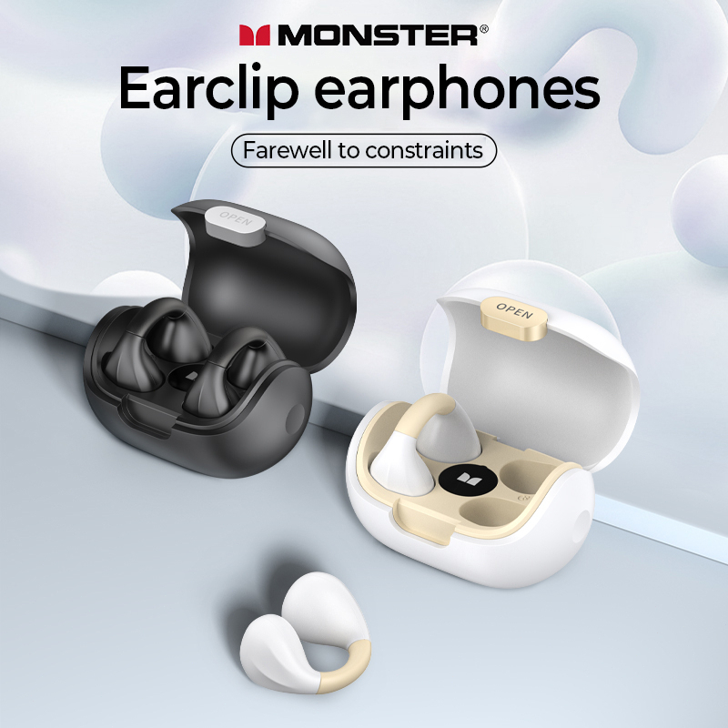 MONSTER OPEN EAR101 TWS Headset Bluetooth 5.3 Ear-clip Earphone Gaming Latensi Rendah 40ms Headphone
