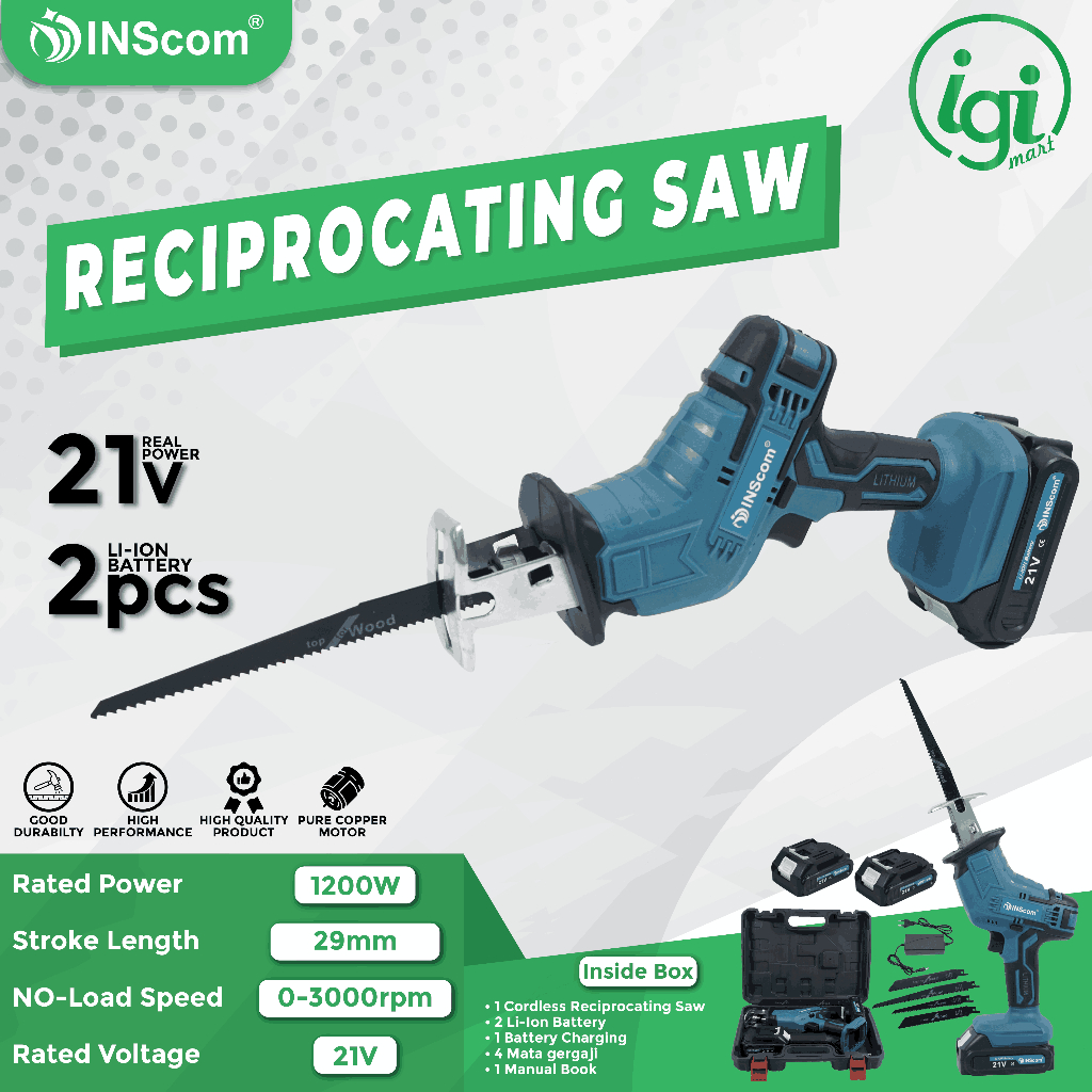 MESIN RECIPROCASTING SAW CORDLESS GERGAJI PEMOTONG KAYU BESI BATERAI