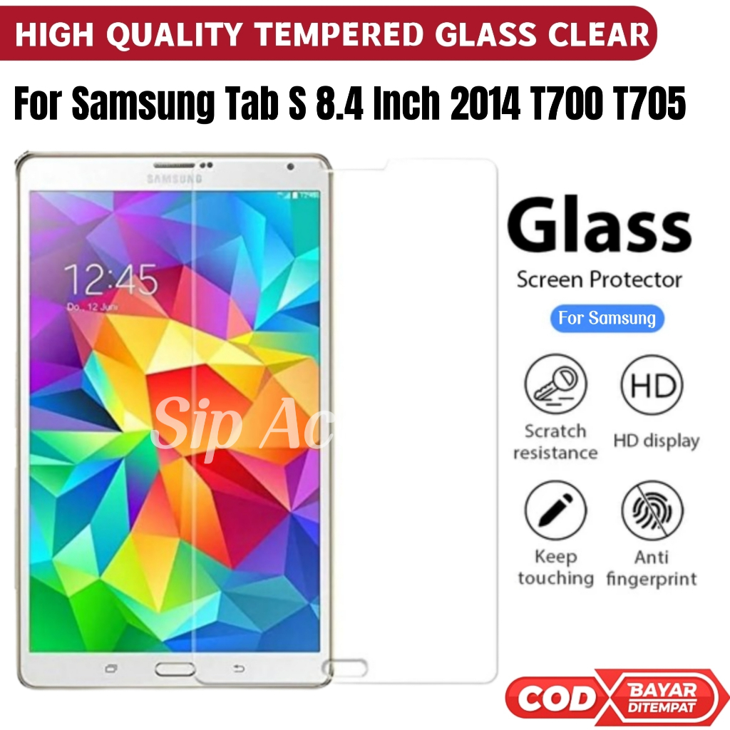 Tempered Glass Samsung Tab S 8.4 T705 - Anti Gores Samsung T700 T705 Screen Protector Pelindung Laya