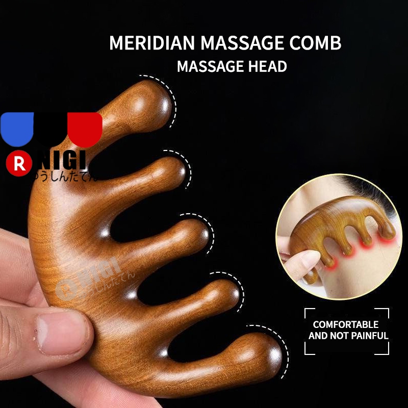 NIGI sisir pijat kepala bahan kayu cendana/terapi pijat kepala alat pijat