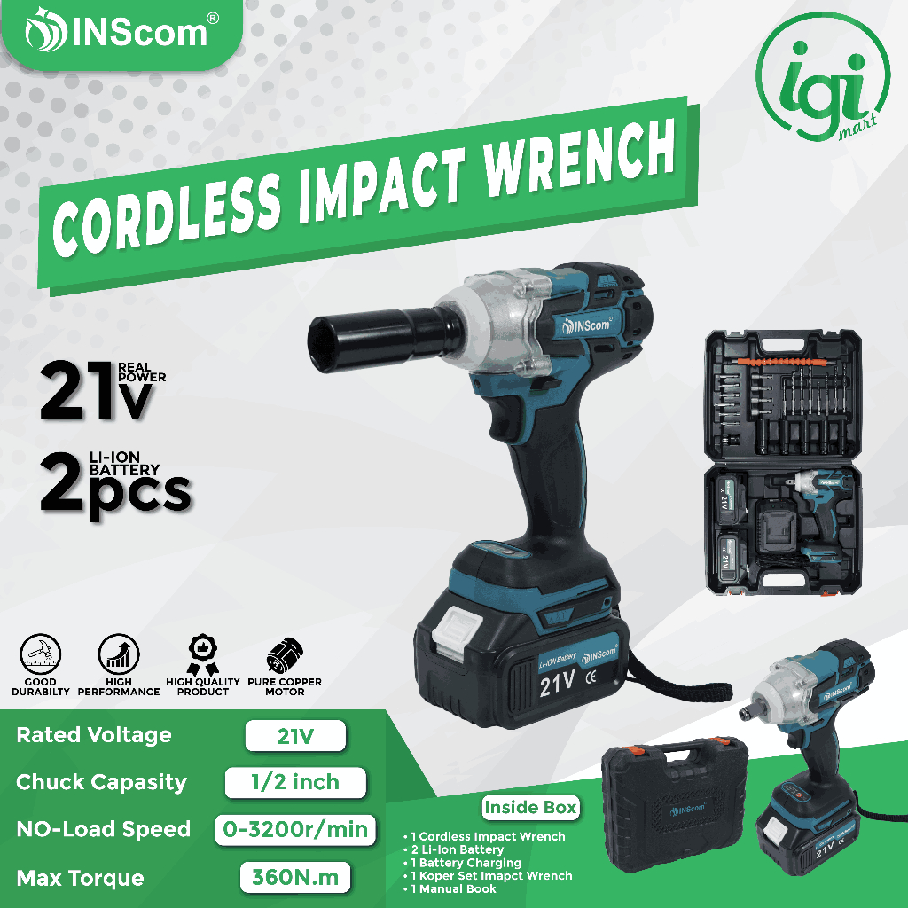 MESIN BOR IMPACT BUKA BAUT KUNCI SET BATERAI TANGAN IMPACT WRENCH CORDLESS SET
