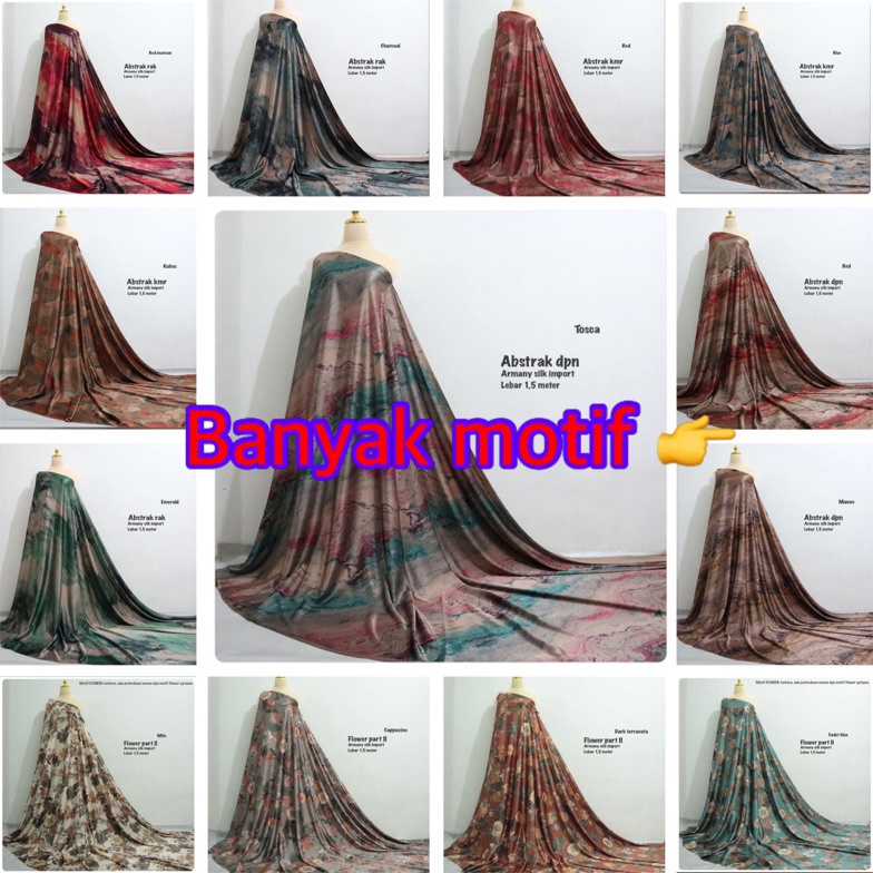 ART K67Z kain silk brown motif terbaru  bahan bakal sutra baju gamis atasan Kain arnami silk brown  