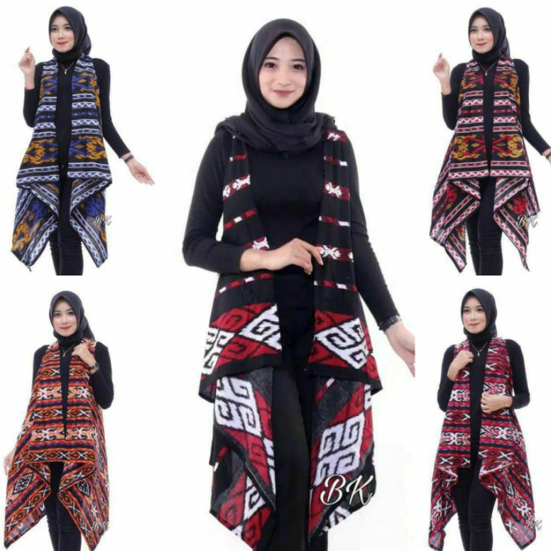ART V42P Outerwear Blazer Outer Long vest Bolero Panjang Batik Motif Songket Tenun Modern